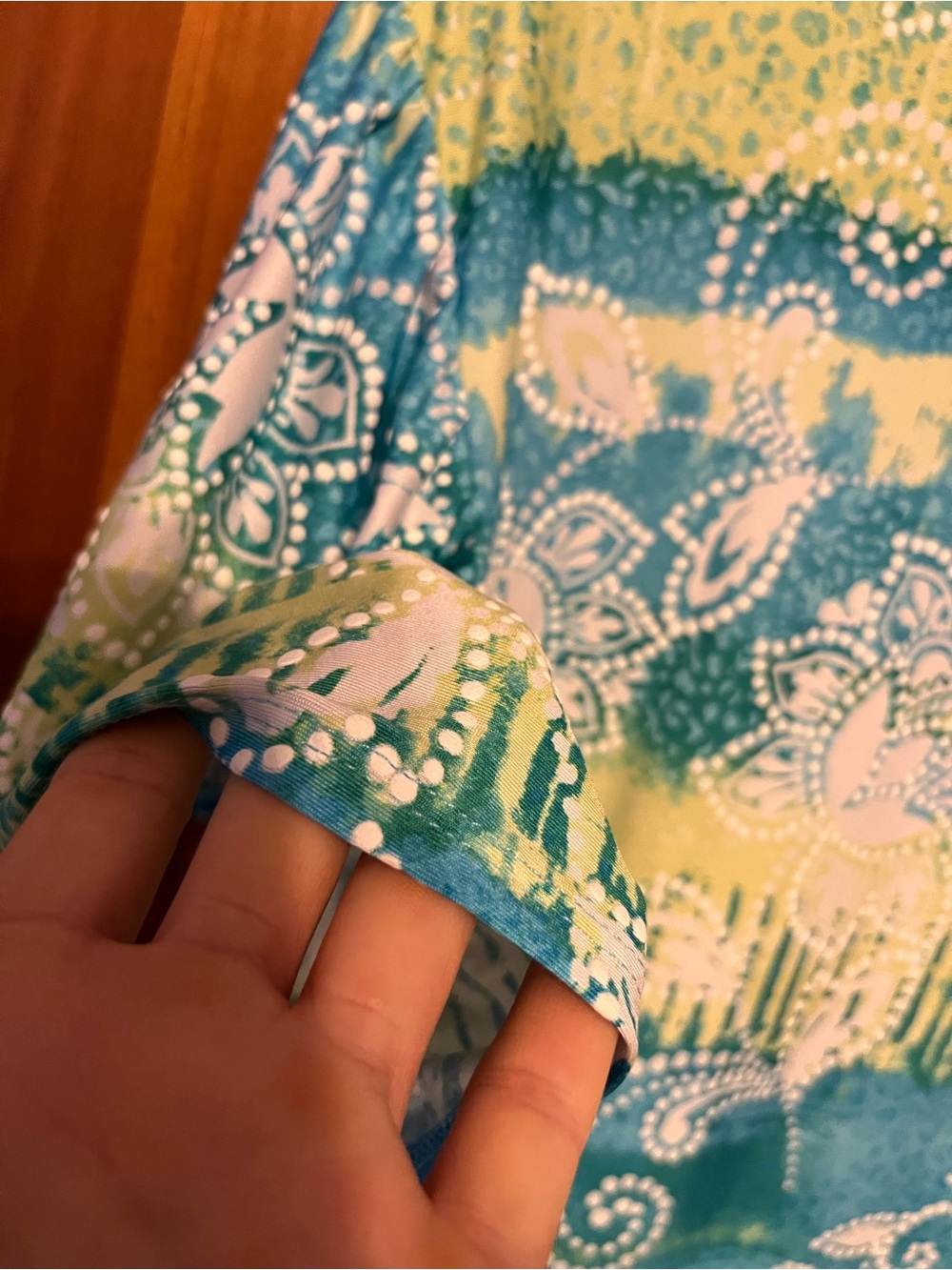 Ruby Rd. Women's Teal & Lime Short Sleeve Top Petite Large - Picture 7 of 7